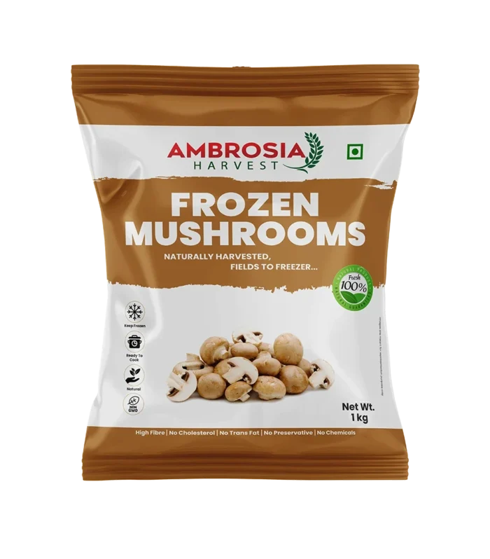 Ambrosia Harvest’s Frozen Mushrooms 1kgNet Wt.